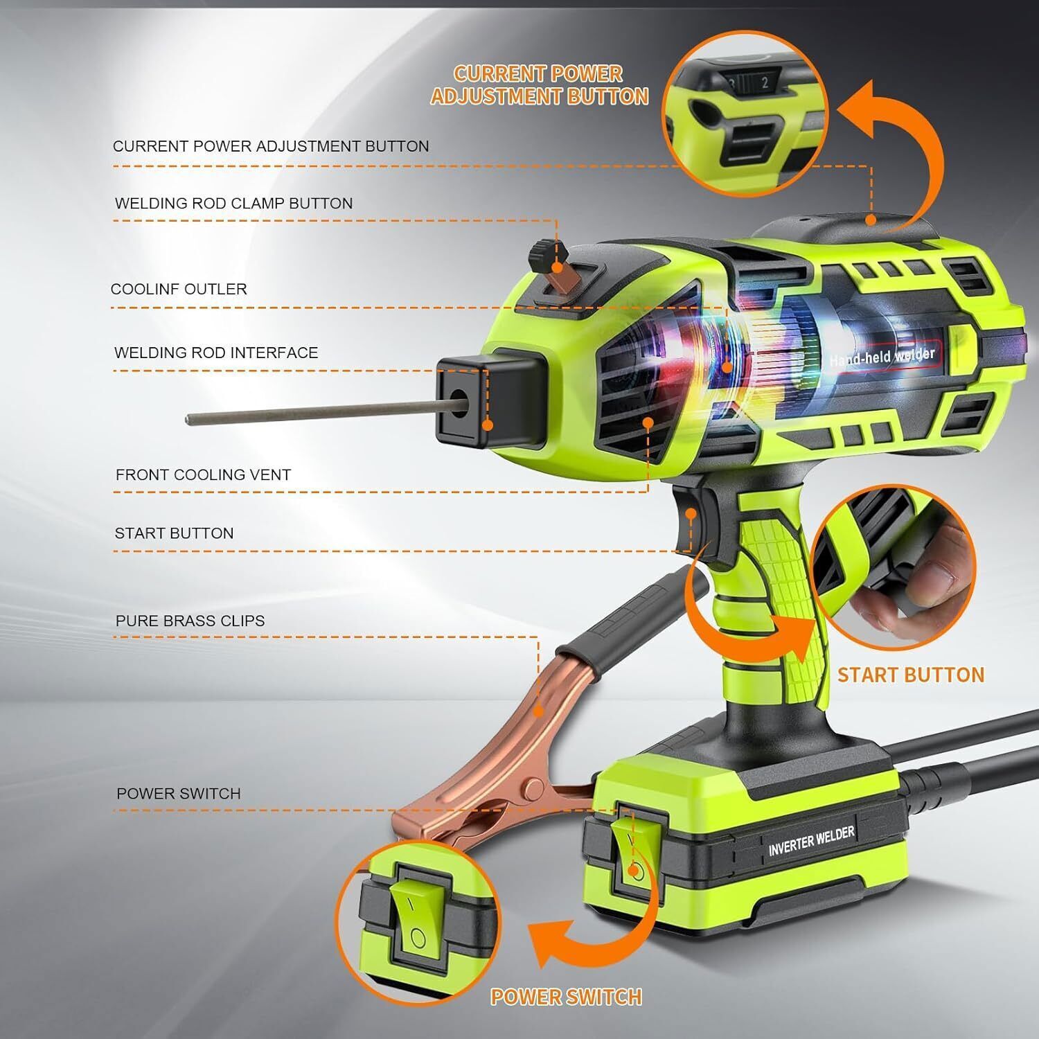 110V 4600W Welding Machine Handheld Portable ARC Welder Gun Hand Held Welder