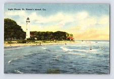 Postcard Georgia St Simons Island GA Lighthouse Head Light 1940s Linen Unposted