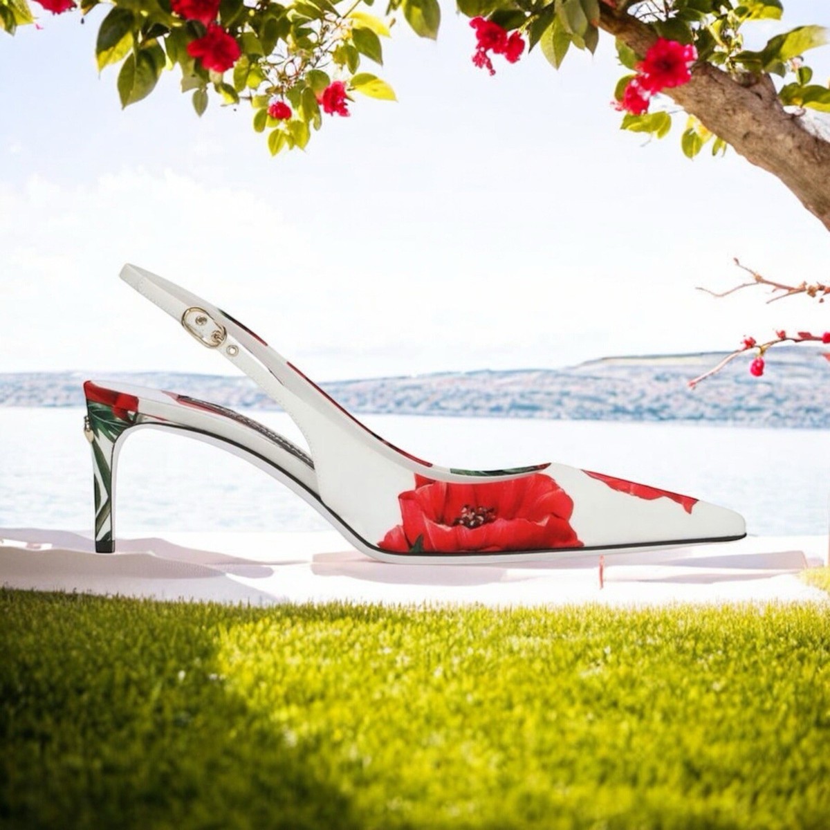NIB Dolce & Gabbana Happy Garden Floral Slingback Heels Size NIB Dolce & Gabbana Happy Garden Floral Slingback Heels Size