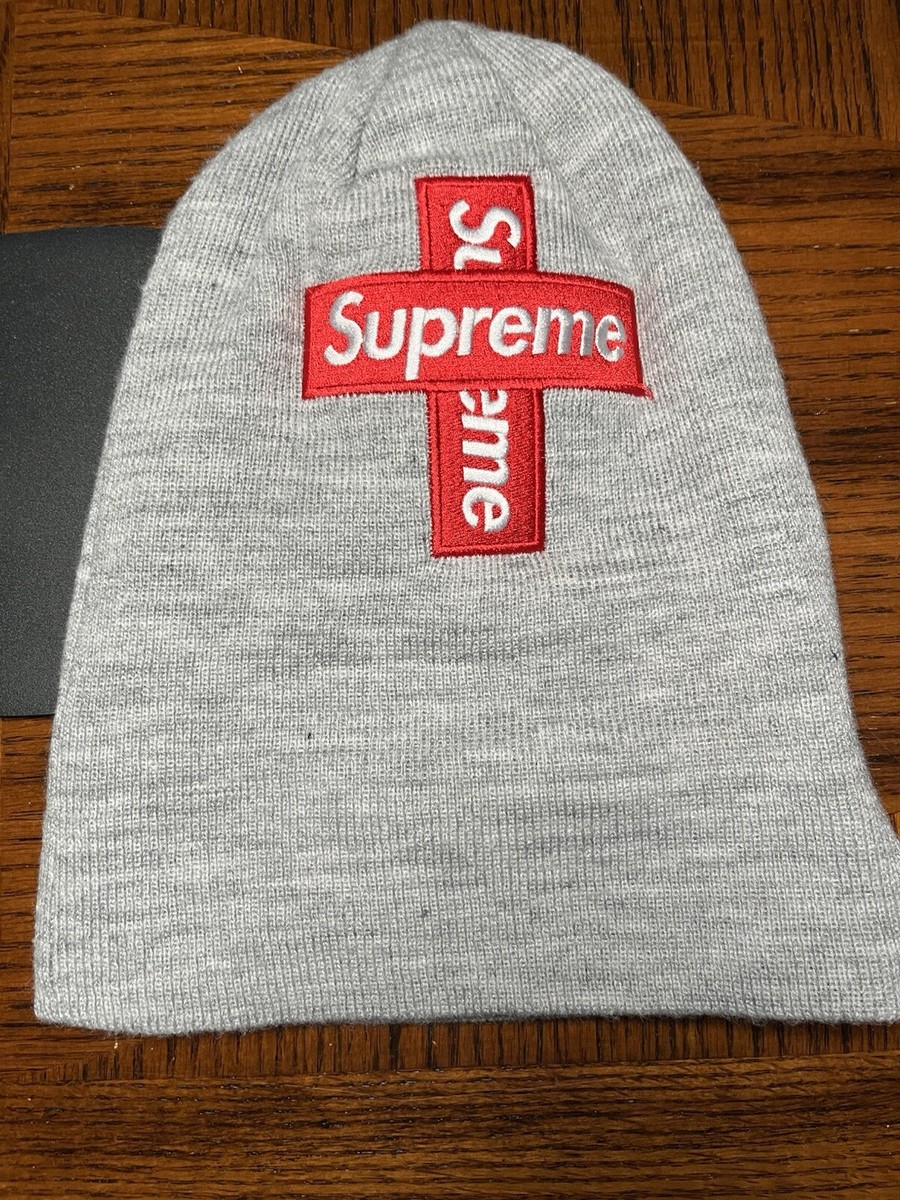 SUPREME CROSS BOX LOGO BEANIE HEATHER GREY FW20 SIZE OS | eBay