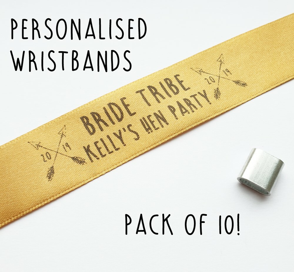 Personalised Hen Party Bride Tribe Wristbands - Name Bride Arrows Festival Band