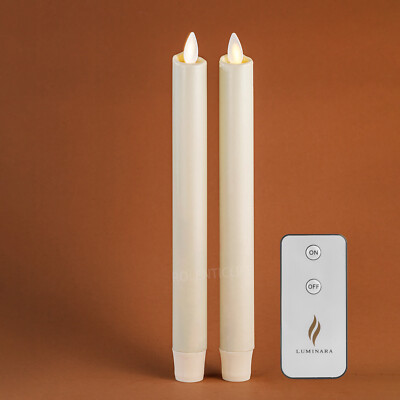 luminara Flameless Taper Candles ivory Moving Wick with Remote Timer 9.5''H,2pcs