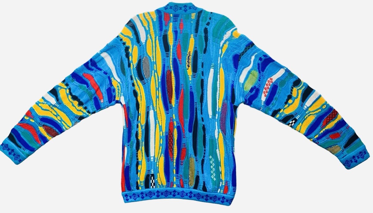 COOGI Vintage 3D Knit Wool Cardigan Multicolor Made in