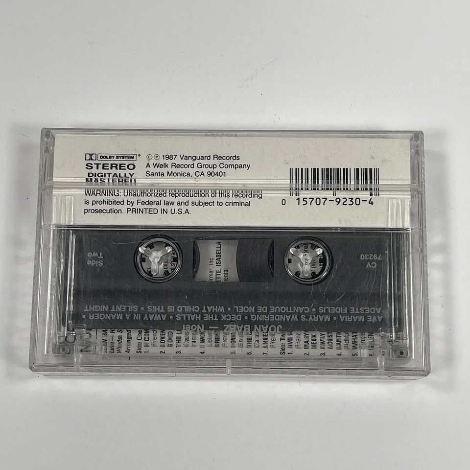 Joan Baez Noel Cassette Tape 1987 Vintage Vanguard Records Foto 3 de 4