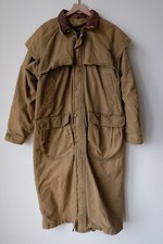 VTG Woolrich Duster Coat Aztec Wool Lined Trench Barn Long Jacket Western Cowboy