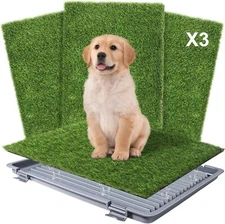 Dog Grass Pad with Tray, Reusable Training Pad with 3-Pack Replaceable Grass Pad