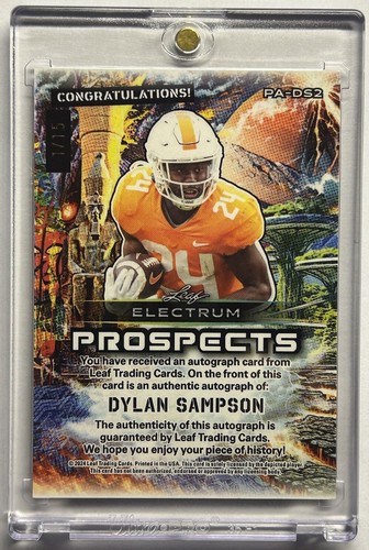 ๐ฅ Dylan Sampson 2024 Leaf Electrum Prospect Auto Autograph Purple #1/15 PA-DS2 - Picture 2 of 2