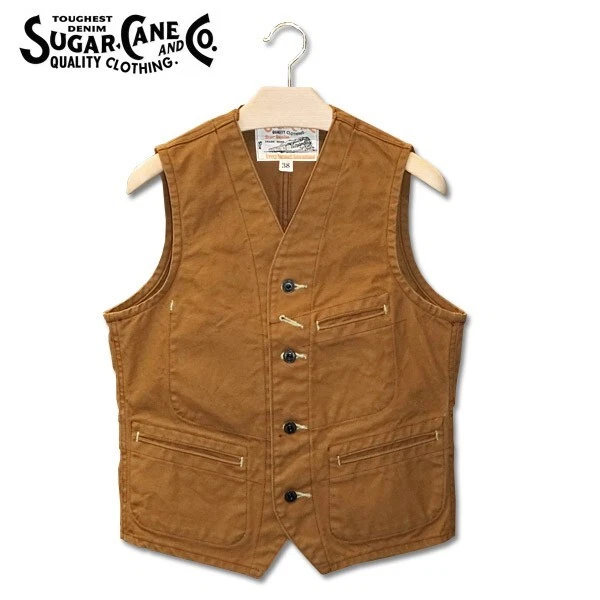 Sugar Cane 13oz Work Vest Brown Duck Many Inner Pockets SC14375 Size 40 or 42