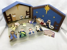 7 Pc 2004 BAF Nativity Set Handmade Creche Ornaments & Felted Manger Christmas