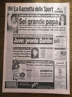 GAZZETTA DELLO SPORT 1 GIUGNO 1996 ITALIA UNDER 21 CAMPIONE D'EUROPA MALDINI