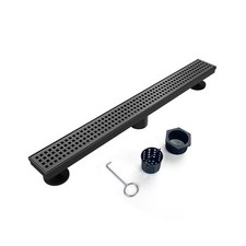 Linear Shower Drain, Black Shower Drain 36 inch with Removable Grate Cover, P...