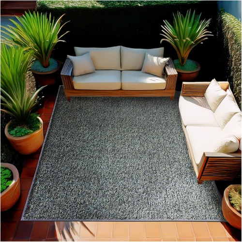 Koeckritz Tweed Premium Mineral Gray Indoor-Outdoor Turf Rug for Patios & Pools - Picture 20 of 24