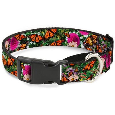Plastic Martingale Collar Vivid Monarch Butterfly Garden WIDE-Large  (US IMPORT)