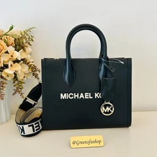 NWT Michael Kors Purse Mirella Small Shopper Crossbody Bag Black Leather Tote MK
