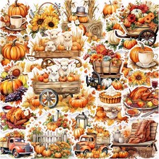 100 Pcs Thanksgiving Fall Stickers, Yellow Autumn Pumpkin Stickers for Teens ...
