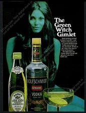 1973 green witch woman photo gimlet recipe Wolfschmidt's Vodka vintage print ad