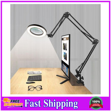 Magnifying Glass Desk Lamp with 3-Section Swing Arm and Big Clamp, Magnifying.