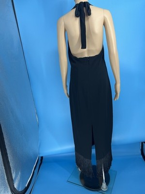 J. Crew Collection Halter Neck Fringe Hem Dress - Black Crepe Size 2 | eBay