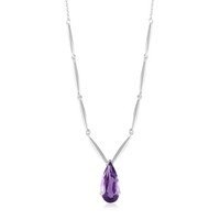 Cavill Amethyst Silbercollier 3,94Ct Tropfen Brillantschliff Sterlingsilber