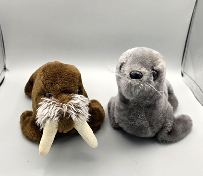 Dakin Plush Walrus and Seal Sea Lion Vintage 70's Lot of 2