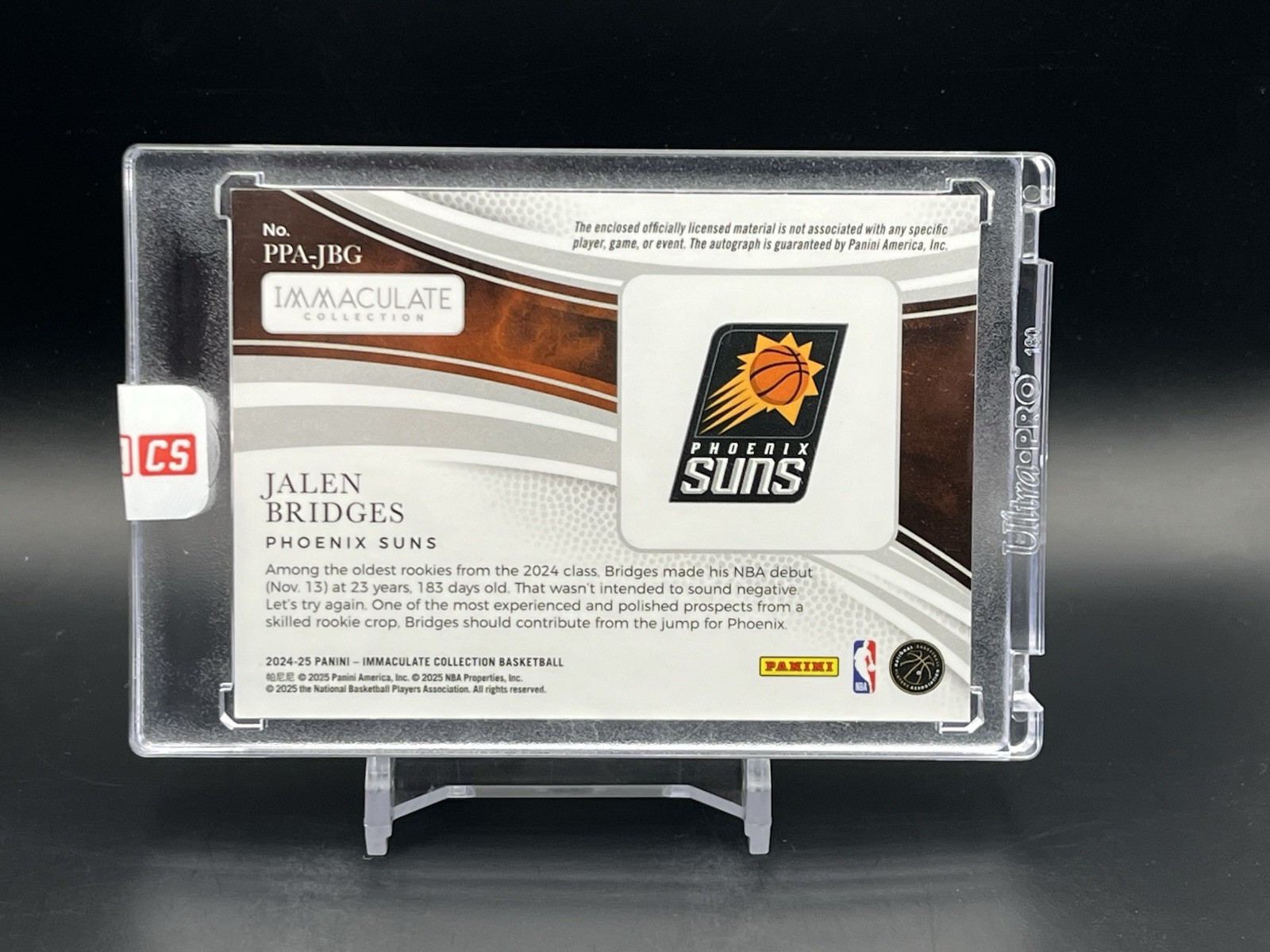 2024-25 Immaculate Premium Patch Autos JALEN BRIDGES /8 Purple RC #PPA-JBG Suns view 2