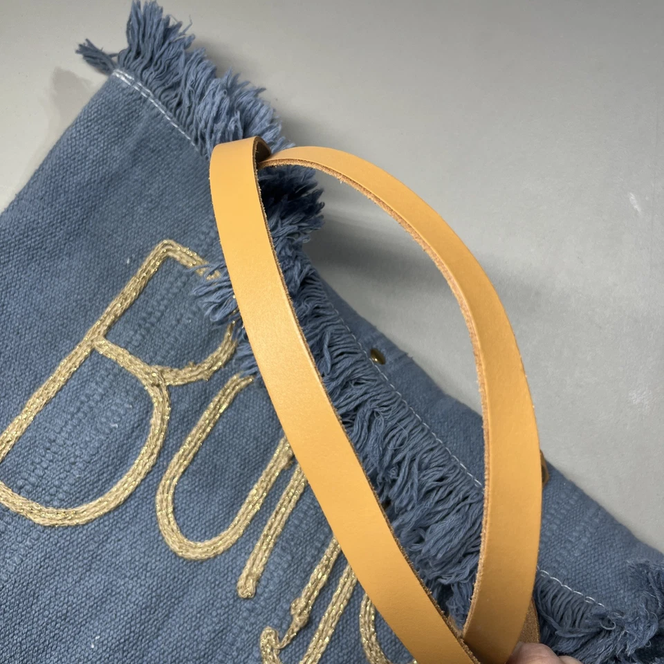 Bolso de Mano Bonjour de Lona Azul con Flecos Top Boho Verano Playa Costero Foto 4 de 4