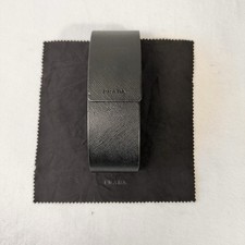 Prada Hard Case Black For Sunglasses Black Faux Leather Cloth Flip Top Magnetic