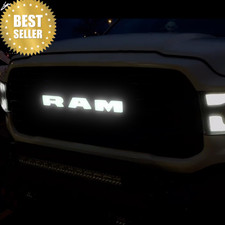 RAM 1500 Chrome Front Grille Emblem White LED Lighted Badge 2019-2023