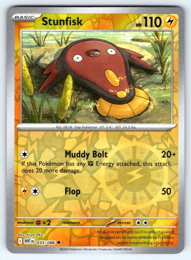 Pokemon TCG Stunfisk 35/86 White Flare SV10.5 Reverse Holo NM
