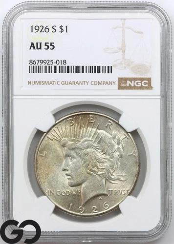 1926-S Peace Dollar NGC AU 55 ** Nice Mint Luster!