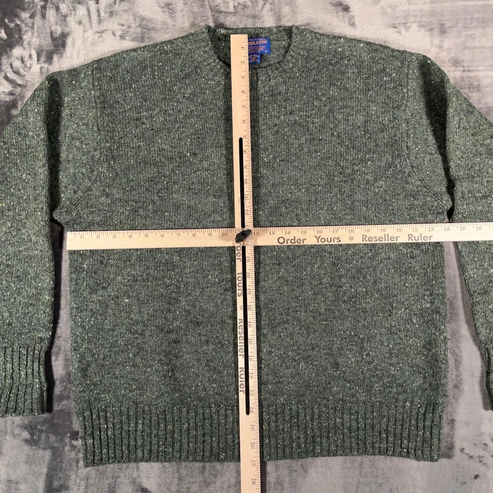 Pendleton Sweater Mens Large Green Virgin Wool Crewneck Pullover Donegal Knit - Image 4 of 4