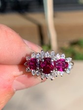 14ct gold diamond ruby cluster ring vintage 5.8 grams