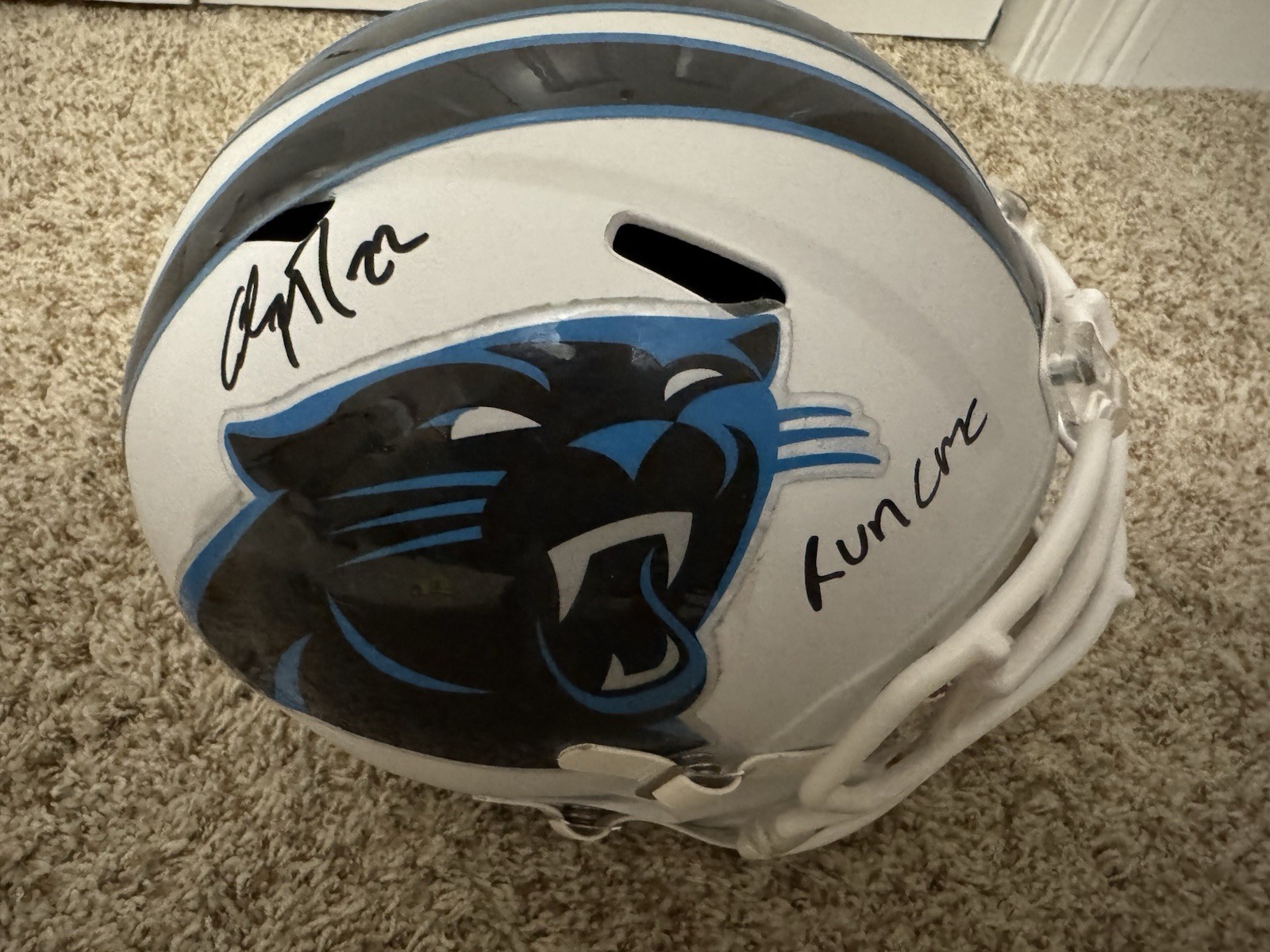 Christian McCaffrey Autographed Signed Carolina Panthers F/S Replica Panthers Beckett AUTHENTICATED 