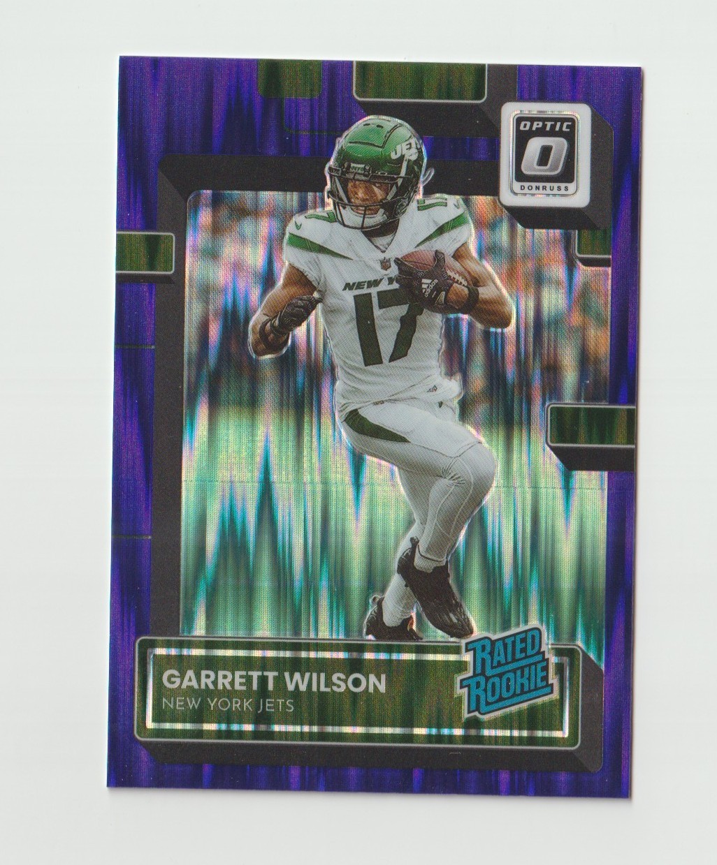 2022 Panini Donruss Optic Garrett Wilson Rated Rookie Purple Shock #206 Jets WR
