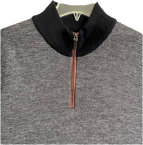 Suéter UNTUCKit Cremallera Cuarto Para Hombre XXL 2XL Extra Fino 100% Lana Merino Azul Marino - Imagen 2 de 12