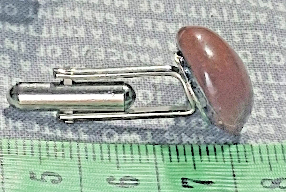 Vintage Carnelian / Red Moss Agate Cuff Links Moss Agate Inclusions Jelly Stone image 6