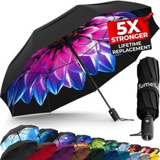 TUMELLA Strongest Windproof Travel Umbrella 42 inch, 1-pack Purple Dahlia