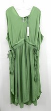 NWT Tahari Womens Green Sleeveless Boho V-Neck Summer Dress Size 3X *small Defec