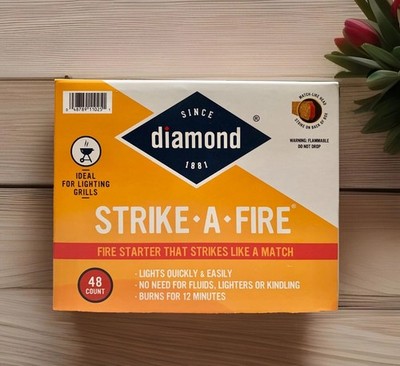 Diamond Strike-A-Fire Firestarter Matches 48 Ct | Long Burn Fire Starter Sticks