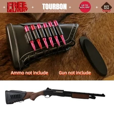 Tourbon Leather Recoil Pad Rifle Cheek Rest Ammo Holds Shooting Buttstock Cover