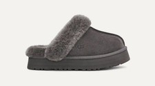 UGG Women's Disquette Platform Slippers Charcoal Gray Sheepskin Suede, Size 9