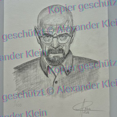 Breaking Bad Walter White Zeichnung Ausdruck (1.Ausdruck von 100, signiert)