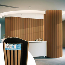 Roll-Flat Acoustic Wood Slat Wall Panel, 95.3 X 23.8 In, 2-Pack, Teak
