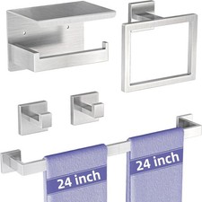 5-Pieces Bathroom Hardware Accessories Set, 24 Inch Stainless Steel Towel Racks