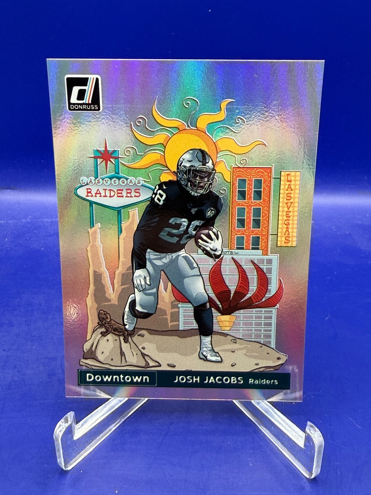 2020 Panini Donruss - Downtown! Josh Jacobs SSP Case Hit! #D-JJ Raiders