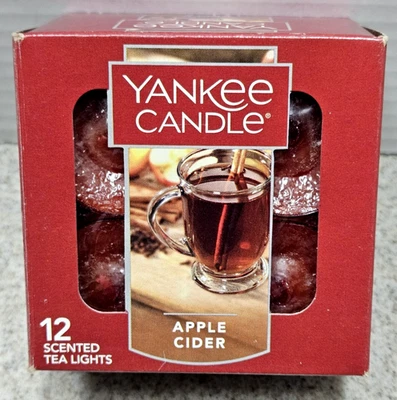 Yankee Candle Apple Cider Tea Lights Box of 12 New Retired Fall Scent Sealed - Image 1 of 4