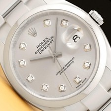 2015 CARD ROLEX DATEJUST 116200 SILVER DIAMOND DIAL STAINLESS STEEL OYSTER WATCH
