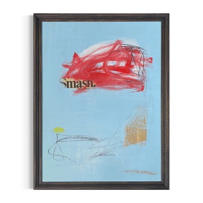 Original Massive Framed Mixed Media Collage Abstract Art Painting 31x24 ''Smash''
