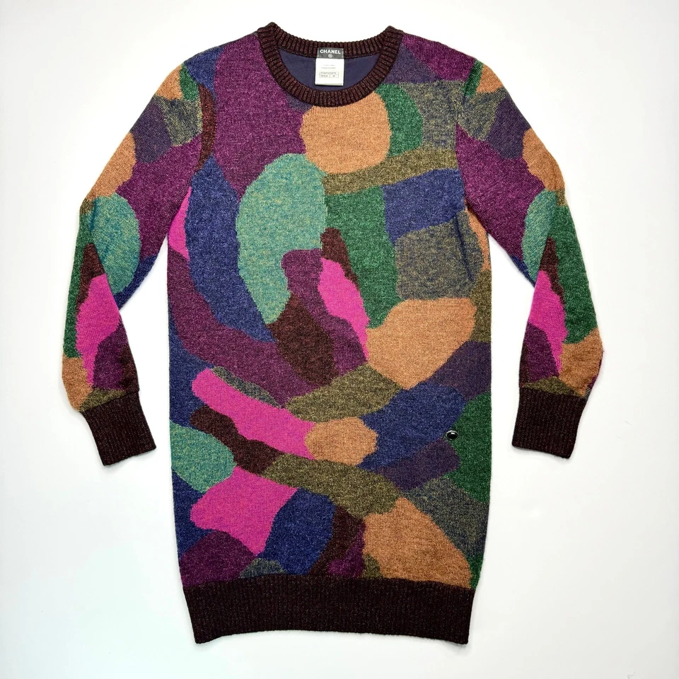 Vestido Suéter Túnica Tejido Mohair Lana Geométrica Otoño 2012 Chanel 12A Talla 38 6 Foto 3 de 4
