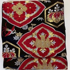 7276 Japanese Vintage Fukuro Obi Belt Kimono Fabric Silk Traditional Unfinished